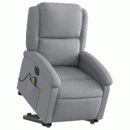 Fauteuil inclinable de massage électrique Gris clair Tissu Modèle Alvarine - 8721012166882