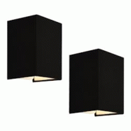 Helloshop26 - Lot de 2 appliques murales forme angulaire E27 60 w 20 x 16 x 13 cm abat-jour en lin noir 03_0007354 - 3001874647763 Helloshop26 - Lot de 2 appliques murales forme angulaire E27 60 w 20 x 16 x 13 cm abat-jour en lin noir 03_0007354 - 3001874647763