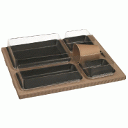 Kit plateau repas Polaris carton 4 assiettes Kanopée noire 36x29x6,3cm - par 25