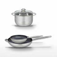 Lot 2 Poêles 24/32cm et Faitout 24cm Elo Profi Therm Platinum - gris inox 3176239970043