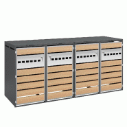 Merax cache-poubelle, 264x80x118.5 cm, couvercle rabattable, gris - gris métal OT6156S2
