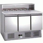 Meuble à pizzas réfrigéré 3 portes dessus granit avec saladette 8 b... - PAAPS903