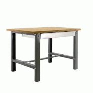 PROREGAL Établi BUFFALO WOOD avec tiroir | HxLxP 87x120x75cm | Capacité de charge 600kg | Gris - gris métal RS45-08 PROREGAL Établi BUFFALO WOOD avec tiroir | HxLxP 87x120x75cm | Capacité de charge 600kg | Gris - gris métal RS45-08
