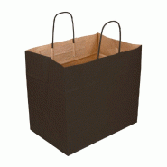 Sac traiteur poignées torsadées kraft 32+21x28,5cm noir - par 250