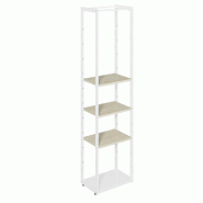 Structure Cage blanc base métal 60x40x240cm 3 tablettes érable