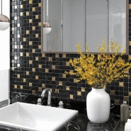 Vidaxl carreaux mosaïque 11 pcs noir et doré 30x30 cm verre 327313