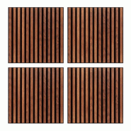 WDMT Lot de 4 panneaux muraux acoustiques décoratifs – 60 x 60 cm – Décoration MDF marron foncé – Effet noyer - marron Matériau naturel 210403B