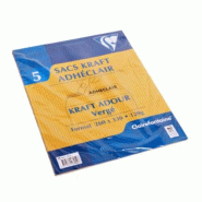 Clairefontaine Lot de 25 Paquet filmé de 5 pochettes Adhéclair kraft Adour 260x330/24, 90 g/m², adhésive avec bande - 3329680079548