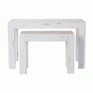 Console Héritage - Ensemble de 2 - L118xP39xH75cm et L79xP29xH60cm - Blanc patiné