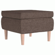 Décoshop26 - Tabouret assise repose-pieds avec pieds en bois et tissu taupe DEC026321 - Bois massif 3000255752508