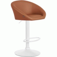 Décoshop26 - Tabouret de bar assise pivotante à 360° hauteur réglable en PVC marron piètement en métal blanc 10_0004772 - marron 3000252282572 Décoshop26 - Tabouret de bar assise pivotante à 360° hauteur réglable en PVC marron piètement en métal blanc 10_0004772 - marron 3000252282572