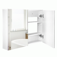 Helloshop26 - Armoire murale salle de bain miroir 80 x 15 x 60 cm gain de place pratique étagères réglables moderne épuré en MDF 21_0001839 - ver