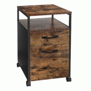 Helloshop26 - Caisson de bureau 2 tiroirs placard de rangement mobile avec roulettes emplacement ouvert style industriel 66 cm 12_0001482 - vert acier