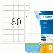 HERMA 2000 étiquettes blanches Premium, format 35,6 x 16,9 mm (25 feuilles A4 / cdt) - blanc 4336