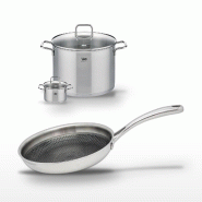 Lot Poêle 24cm Elo Relief Evolution & 2 Faitouts 12/26cm Elo - gris inox 3176239954463