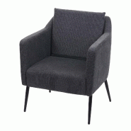 Mendler Fauteuil Lounge HWC-H93a, Fauteuil Cocktail Fauteuil Relax ~ Tissu/Textile gris foncé - gris textile 74710