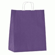 Sac kraft violet poignées torsadées 36x12x41cm - paquet de 50 sacs