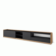 SKRAUT HOME Meuble TV, Banc Télé, 310x50x37 cm, Pour les TV jusqu'à 80", Meubles de salon, Noir et chêne - noir Bois manufacturé 686_13