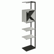 Suite structure Cage noir base métal 58x40x240cm 2 tabl et cube gris alu