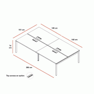 Table de réunion rectangulaire Ogi U - MDD - Non, Blanc Pastel, Alu, 280_0