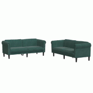 VidaXL Ensemble de canapés 2 pcs vert foncé velours Modèle Mervoria - 3209221
