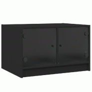 VidaXL Table basse avec portes en verre noir 68x50x42 cm Modèle Atlas Infinite Logic - 836365