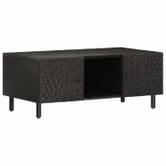 VidaXL Table basse noir 100x54x40 cm bois massif de manguier Modèle Montmartre Élite - 356831