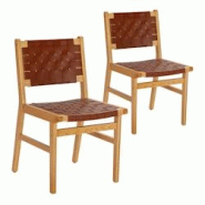 VS Venta-stock Pack de 2 chaises Kurt Marron en cuir recyclé - marron Bois massif I23193