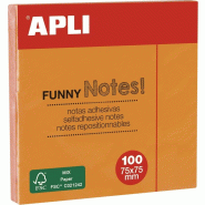 Apli Lot de 12 Bloc de 100 notes adhésives 75x75 orange fluo - 8410782119005