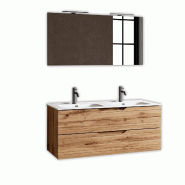 AQA Design Composition de salle de bain 5 pièces en MDF avec baignoire double SOLMIRA chêne L.121 P.46,5 H.190 MPSO40-QUE - marron Bois manufacturé
