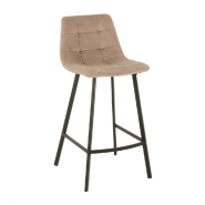 CHAISE DE BAR MILENA  BEIGE EN  MÉTAL  / VELOURS