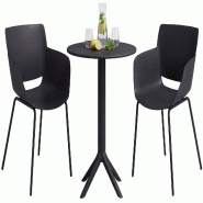 CLP Salon de jardin Siora avec 2 chaises Plastique HBT: 80x168x60 cm Noir - noir 328119