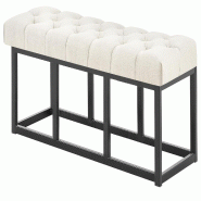 Décoshop26 - Banc capitonné rembourré 100 cm tissu crème avec structure métal noir design contemporain 10_0008432 - métal 3000266652255
