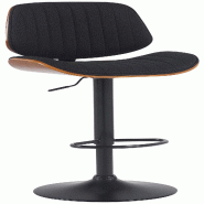 Décoshop26 - Tabouret de bar x1 style rétro moderne assise en tissu noir bois noyer et cadre métal noir 10_0006411 - noir métal 3000265559265