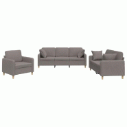 Ensemble de canapés 3 pcs avec coussins taupe tissu Modèle Orion Concept Plus - 8721012070448
