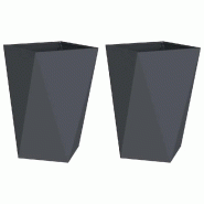 Helloshop26 - Lot de 2 jardinières modernes 50 x 50 x 75 cm design extérieur pratique en acier anthracite 02_0053039 - acier 3000237725148