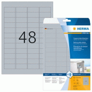HERMA 1200 étiquettes argent Special, en film polyester, format 45,7 x 21,2 mm (25 feuilles A4 / cdt) - 4221