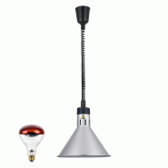 Lampe chauffante infrarouge "RÉTRO" suspendue réglable en hauteur Argentée (Ampoule rouge) PREMIUM - GOLDINOX - argenté aluminium 3701770846368 Lampe chauffante infrarouge "RÉTRO" suspendue réglable en hauteur Argentée (Ampoule rouge) PREMIUM - GOLDINOX - argenté aluminium 3701770846368