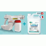 Lot de 4 bidons de nettoyant désinfectant avec système de pulvérisateur - E-spray électrostatique - Actif sur coronavirus Lot de 4 bidons de nettoyant désinfectant avec système de pulvérisateur - E-spray électrostatique - Actif sur coronavirus