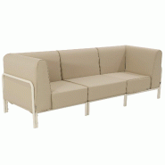 Oviala Business Salon de jardin bas modulable uni 3 places beige Oviala 216 x 80 x 78 cm - beige polyester 115925