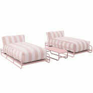 Oviala Business Salon de jardin modulable rayé 2 places avec structure rose poudré, L 188 x l 171 x h 77 cm Oviala - rose polyester 115394
