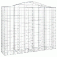Panier de gabions clôture cage mur de soutènement arqué 200 x 50 x 160/180 cm fer galvanisé Argent 02_0040028 - métal 3000218925475