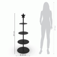 Présentoir rond 3 niveaux modulables métal noir mat Ø49 H 127 cm