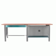 PROREGAL Etabli BUFFALO WOOD avec 1x Tiroir + Armoire| HxLxP 86,5x210x75cm | Capacité de Charge 1000kg | Gris - gris métal PR_RS157-82 PROREGAL Etabli BUFFALO WOOD avec 1x Tiroir + Armoire| HxLxP 86,5x210x75cm | Capacité de Charge 1000kg | Gris - gris métal PR_RS157-82