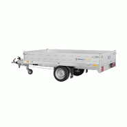 Remorque Plateau SARIS - PL 276 - 276 x 150 cm - PTAC : 2000 kg - 2 Essieux - Freinée - Référence 42960 - Utilisation professionnelle et polyvalente