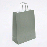 Sac kraft vert olive poignées torsadées coordonnées 27x12x37 cm - par 50