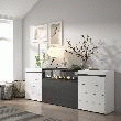 SKRAUT HOME - COMMODE, BUFFET, ARMOIRE, MEUBLE DE RANGEMENT, 214X35X75CM, CHAMBRE à COUCHER, PIèCE, CHEMINéE éLECTRIQUE, BLANC ET NOIR