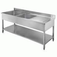 Vaiotec EASYLINE Evier 600 / 2 cuves à gauche et égouttoir L:1600 - inox 10201