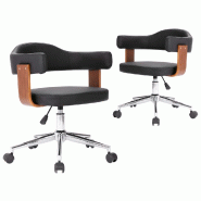 VidaXL Chaises pivotantes à manger lot de 2 bois courbé et similicuir Modèle Magnolia - 3054890