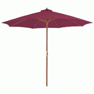 VidaXL Parasol d'extérieur avec mât en bois 300 cm rouge bordeaux Modèle Sirius Prestige Plus - rouge 44497